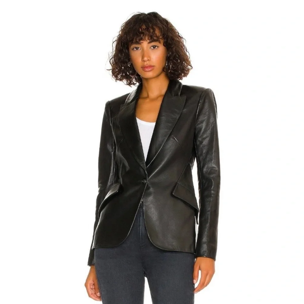 ISO: L’AGENCE Chamberlain leather blazer in size 14, 16, or 18 - Picture 1 of 3